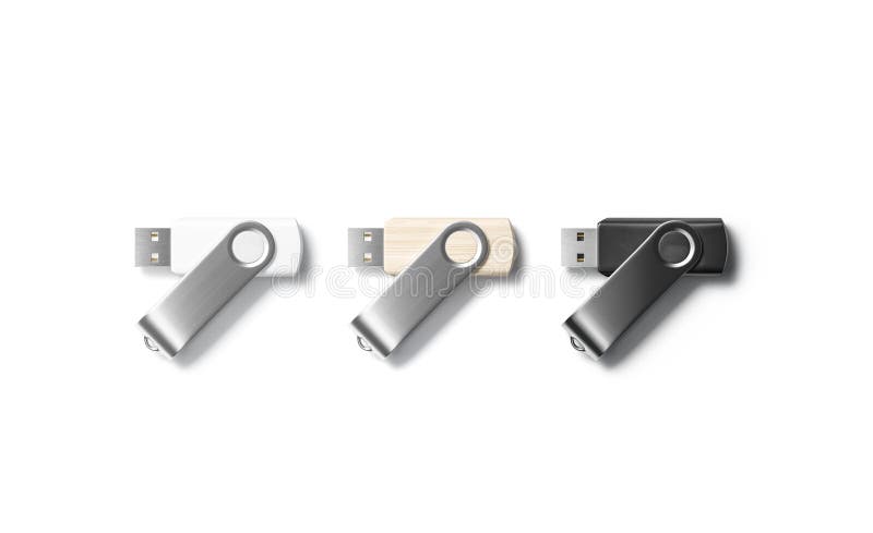 Download Blank Black, White And Wood Usb Stick Mockup, Top View Stock Illustration - Illustration of ...