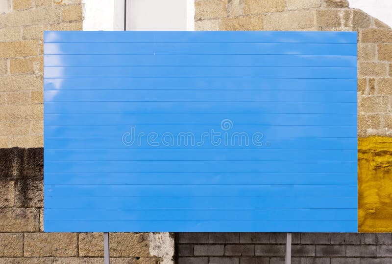 Blank Blue Advertising Sign in the Street. Empty Hoarding Background for  Text Stock Photo - Image of signal, panel: 170768670