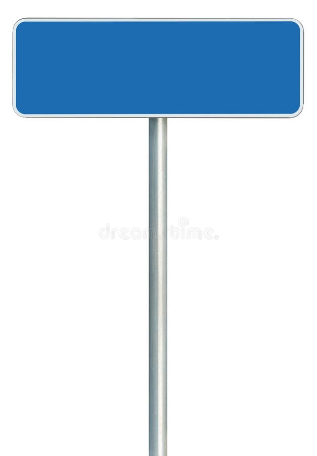 Blank Blue Road Sign Isolated, Large White Frame Framed Roadside Signboard