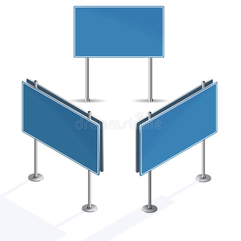 Blank blue road sign on white background royalty free illustration