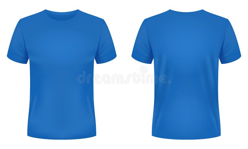 Blank Blue T-shirt Template. Front and Back Views. Vector Illustration ...