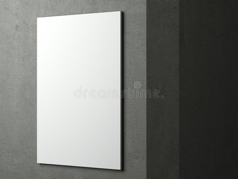 Blank Board in a Concrete Room Stock Illustration Illustration of
