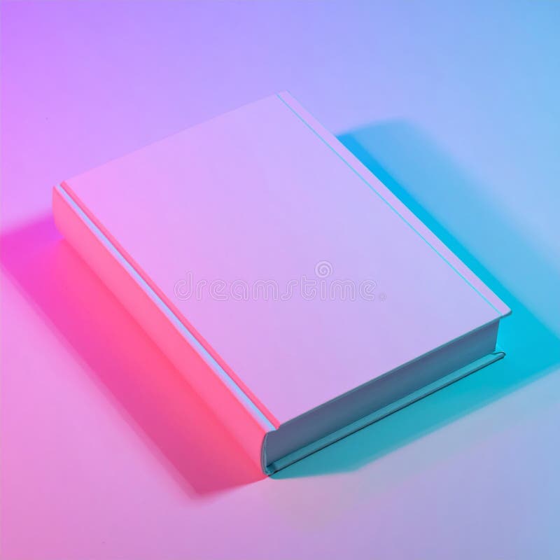 Blank Book Cover in Pink and Blue Neon Light vector illustration