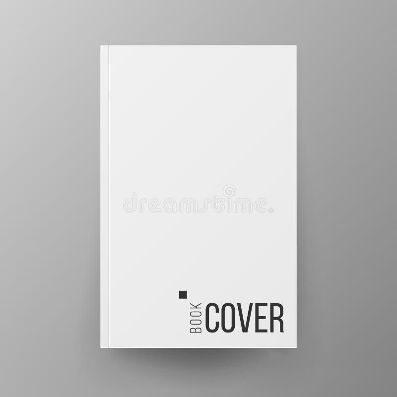 Blank Book Cover White Vector. Realistic Illustration On Gray Background. Clean White Mock Up Template For