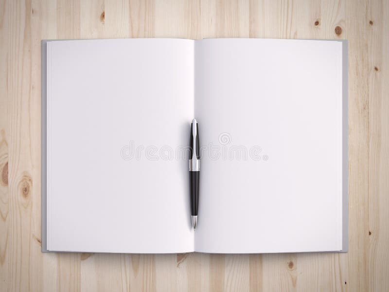 Blank Pages of an Open Sketchbook with a Black Pencil Stock Photo - Image  of copy, ideas: 126200700
