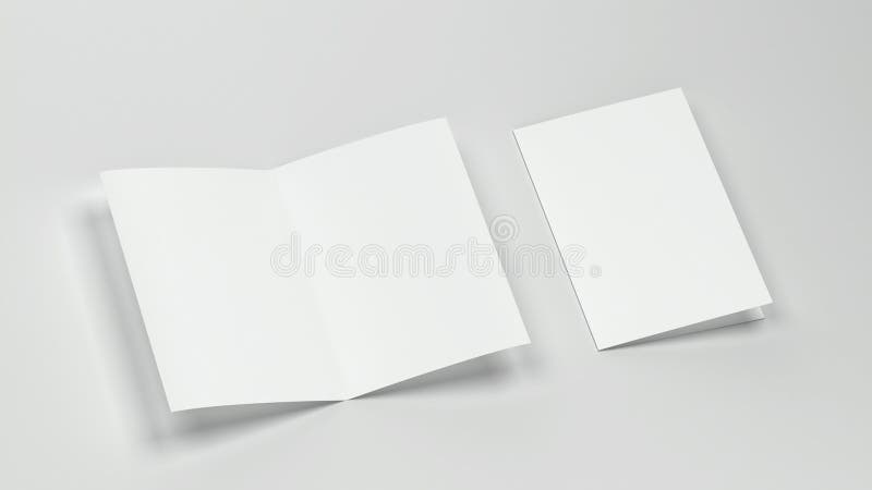 Blank booklet or brochure a4 bifolded mockup. 3d illustration on gray background