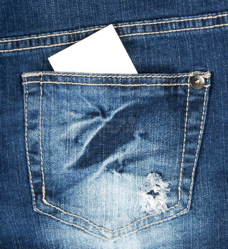 Blank Business Card in Blue Jeans Pocket Stock Photo Image of