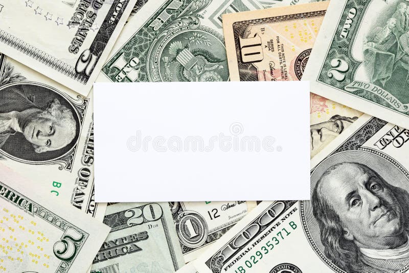 Blank Business Card On Money Background Stock Image Image of card
