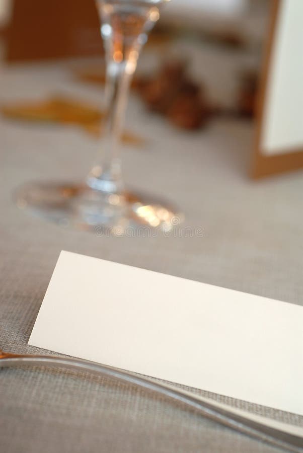 Blank card on dining table stock image. Image of blue 3574695