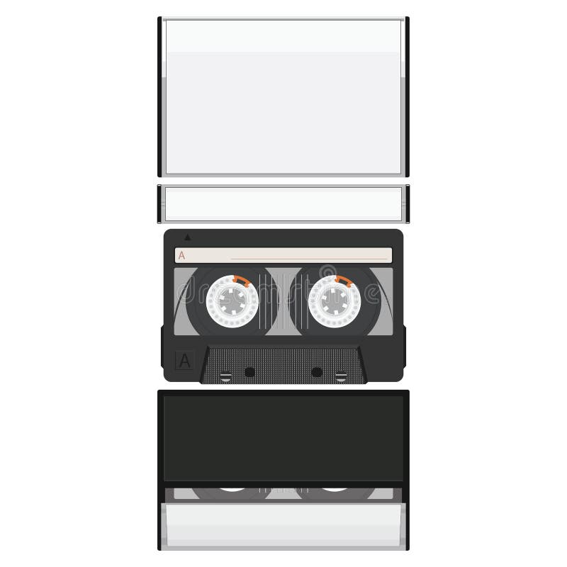 Blank cassette tape box design mockup, isolated.Vintage cassete