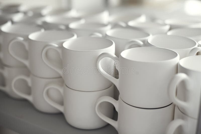 Blank Ceramic Cups, Kiln in a Studio, Craft Work Stock Photo Image of