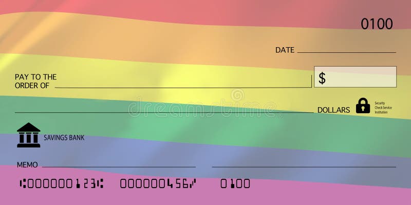 Blank Check Template Gay Flag LGBTQ waving background rainbow pride power