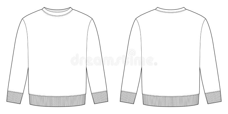 Blank Childrens Sweatshirt Technical Sketch. Kids Wear Jumper Design ...