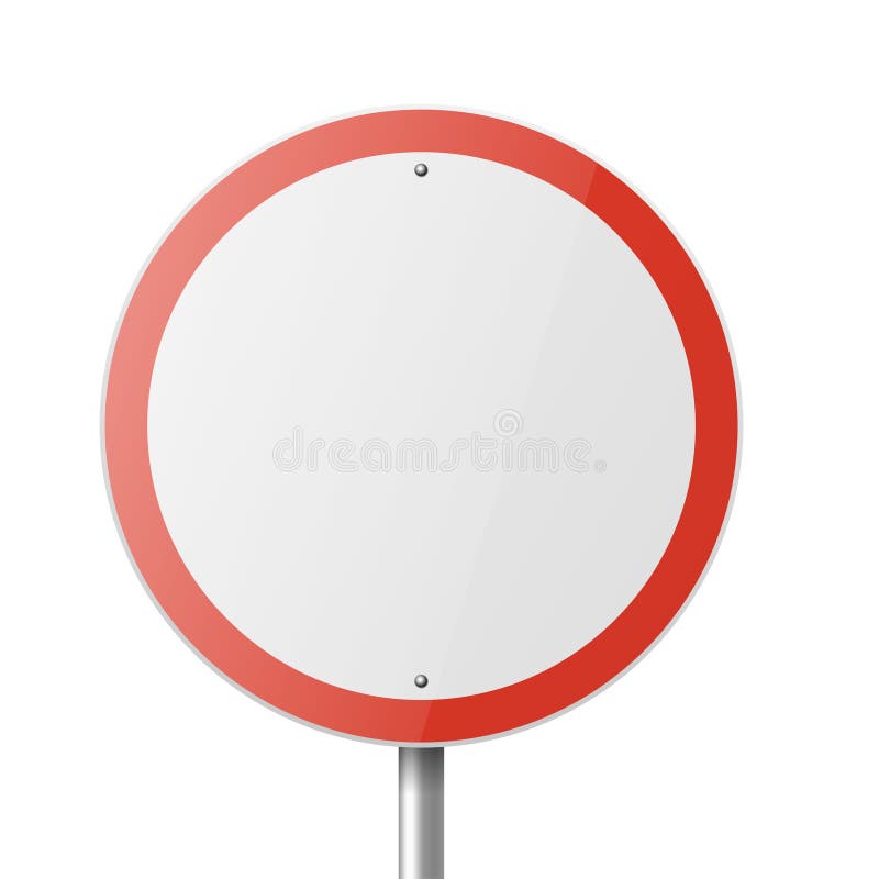 Blank Circular Road Sign with Red Border on a Pole. Vector Stock Illustration Illustration of
