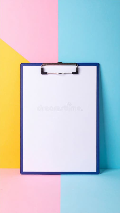 Blank Clipboard Mockup on Pastel Background royalty free illustration