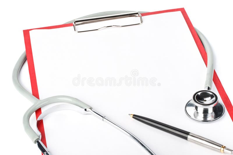 Blank clipboard with stethoscope stock images