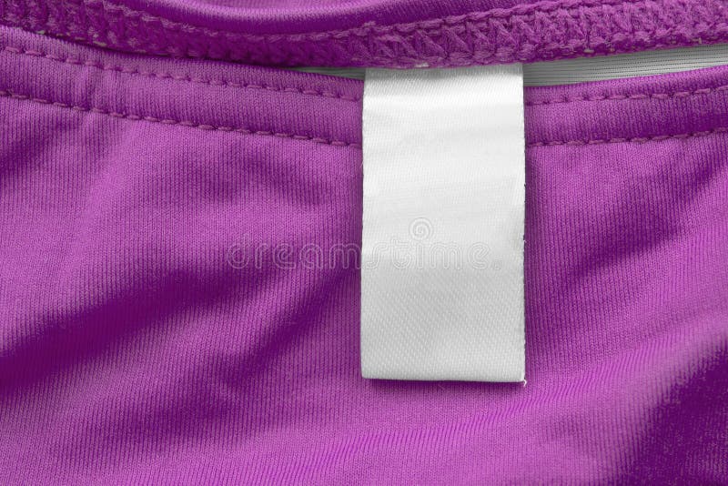 Blank Clothing Tag Label On Linen Shirt Fabric Texture Background Stock ...