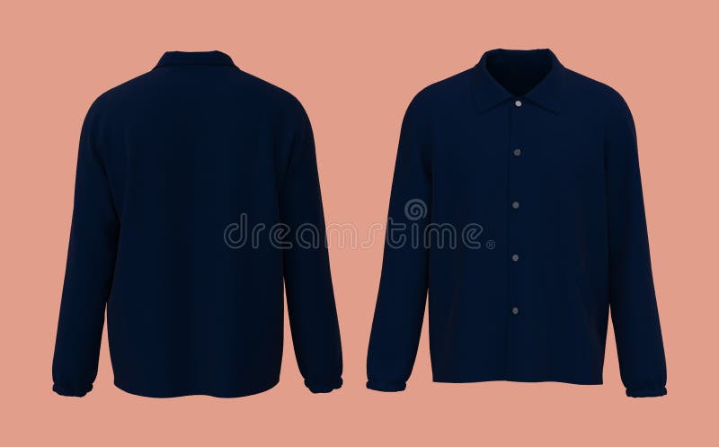 Download Blank Coach Jacket Mockup In Front And Back Views Stock Illustration Illustration Of Long Button 205401188