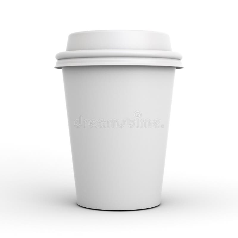 Blank Coffee Cup on White Background with Shadow and Reflection Stock