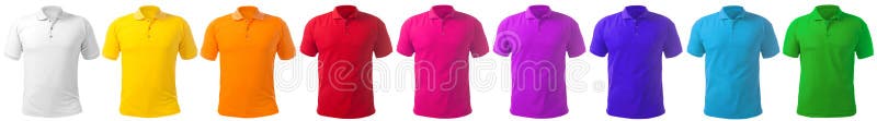 Blank collared shirt mock up template, front view, isolated on white, plain t-shirt mockup in many color. Polo tee design presentation for print. Blank collared shirt mock up template, front view, isolated on white, plain t-shirt mockup in many color. Polo tee design presentation for print