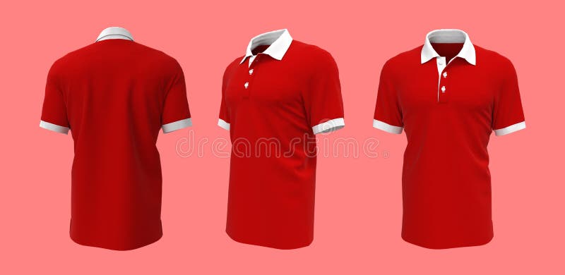 Blank Collared Shirt Mockup in Front, Side and Back Views Stock ...