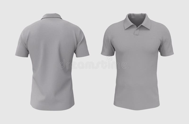 Blank Collared Shirt Mockup in Front, Side and Back Views Stock ...