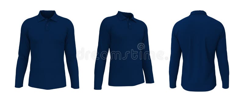 Blank Collared Shirt Mockup, Front, Side and Back Views Stock ...