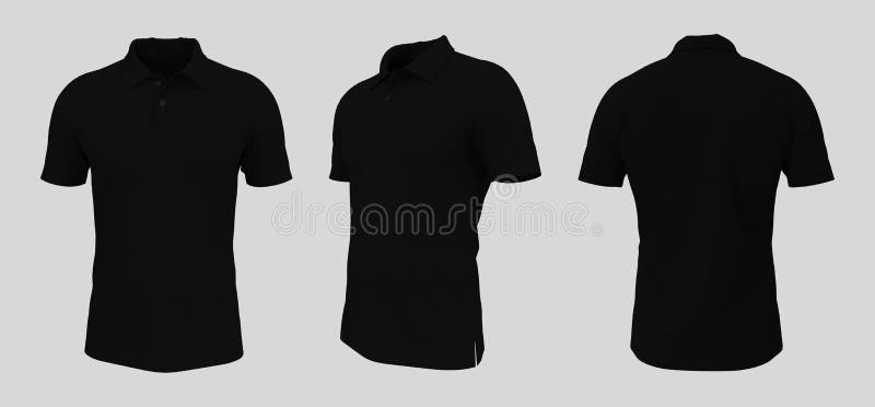 Blank Collared Shirt Mockup, Front, Side And Back Views Stock ...