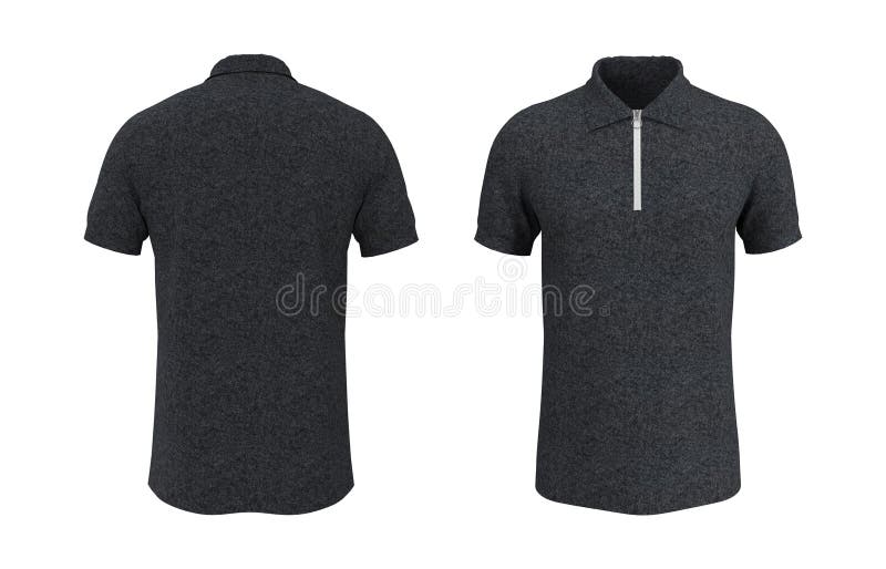 Blank Collared Shirt Mockup with Half Zip, Front, and Back Views, Tee ...