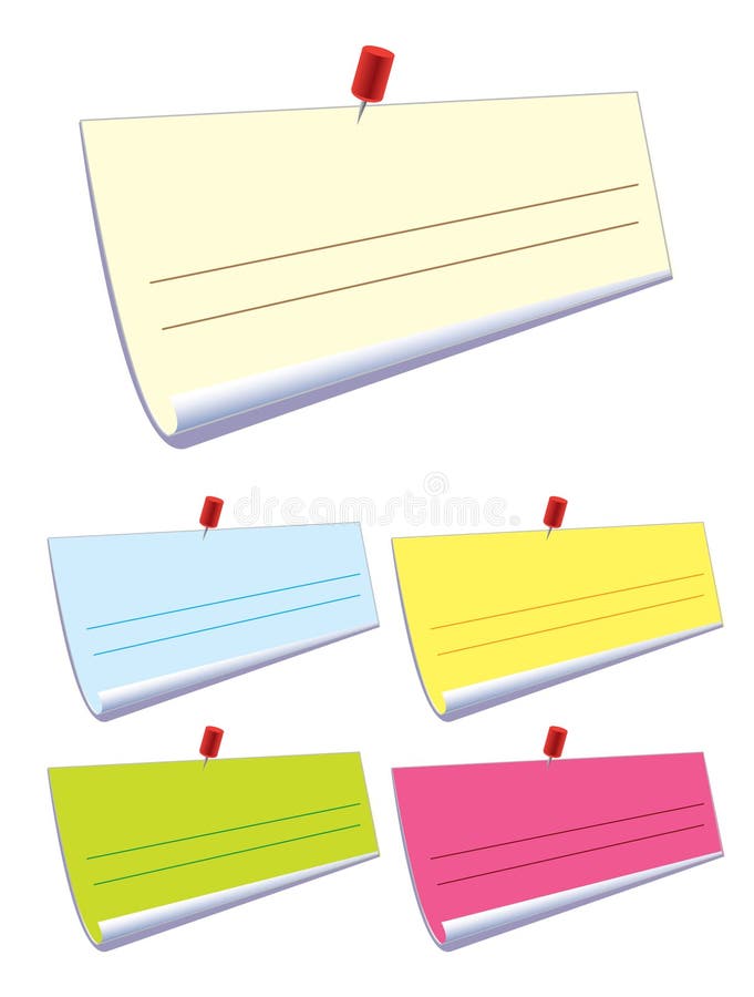 Blank Colored Notes and Pins Stock Illustration - Illustration of ...