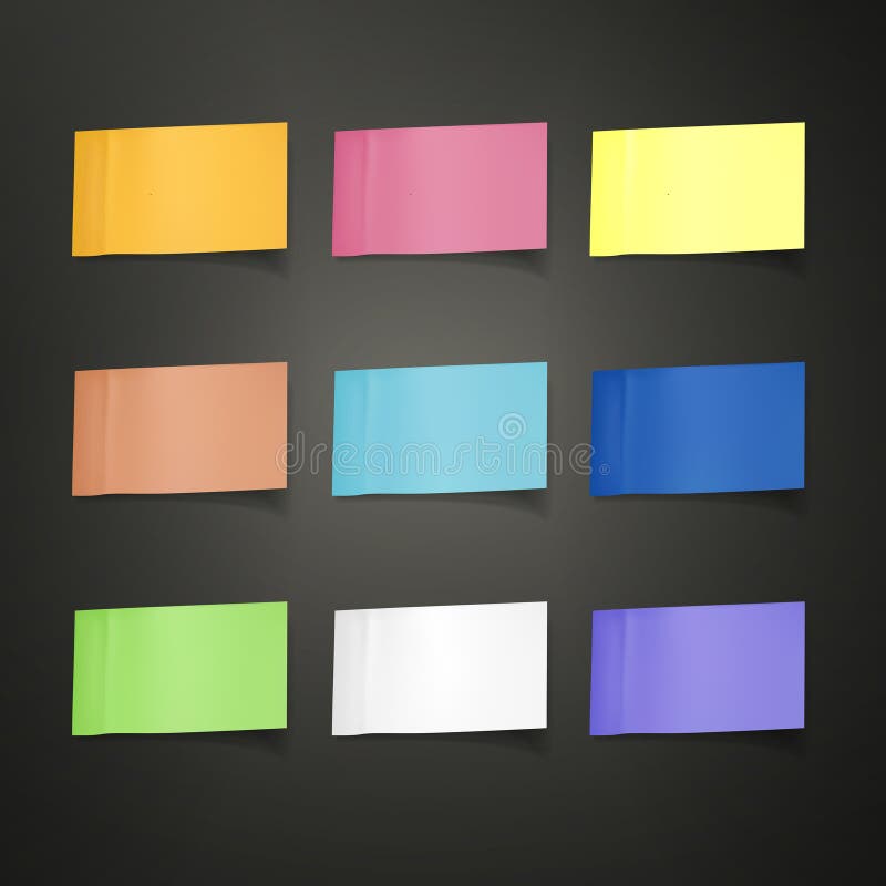 Blank colorful sticky notes set vector illustration