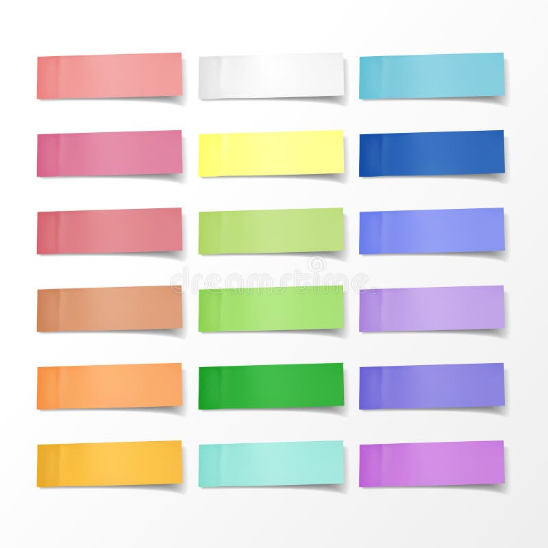 Blank colorful sticky notes set vector illustration