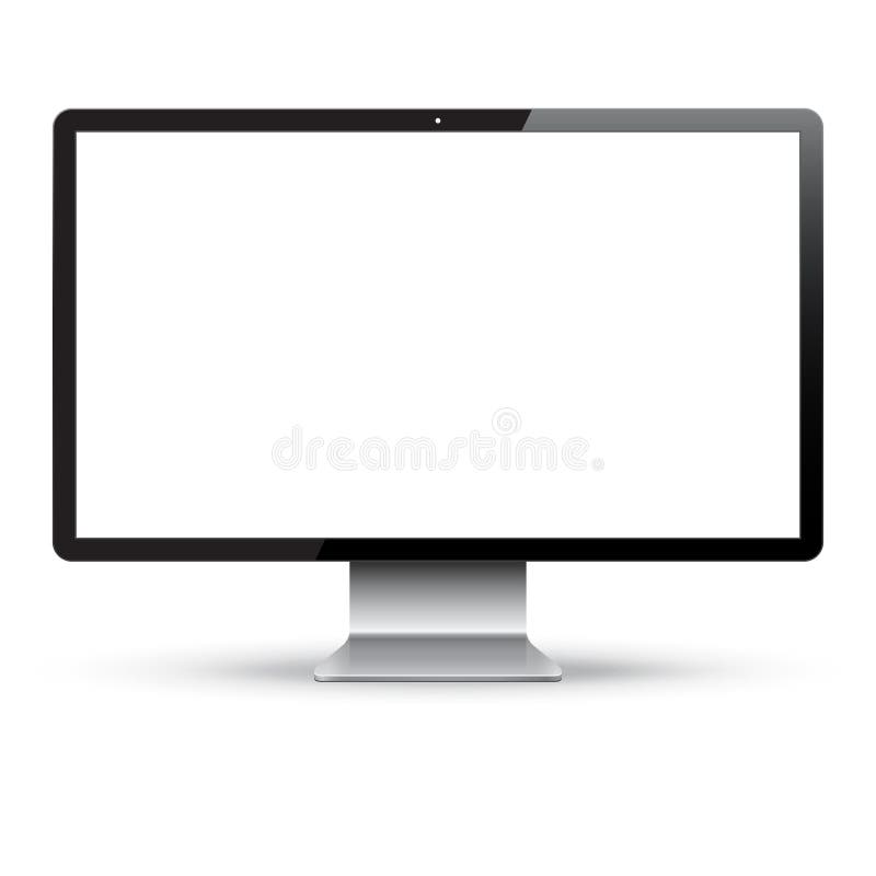 Blank computer monitor on white vector illustration