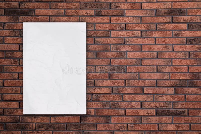 Blank Creased Poster on Brick Wall. Mockup for Design Stock Image - Image  of information, background: 202823005