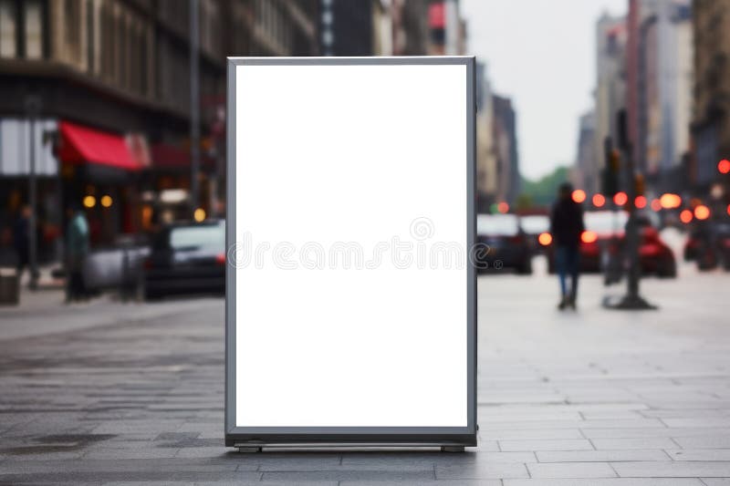 Blank digital signage screen in a public place, ideal for customization. Generative AI royalty free stock photo