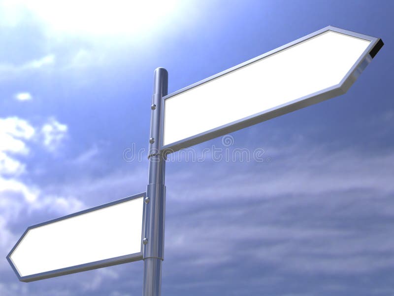 Blank Directional Road Sign Post