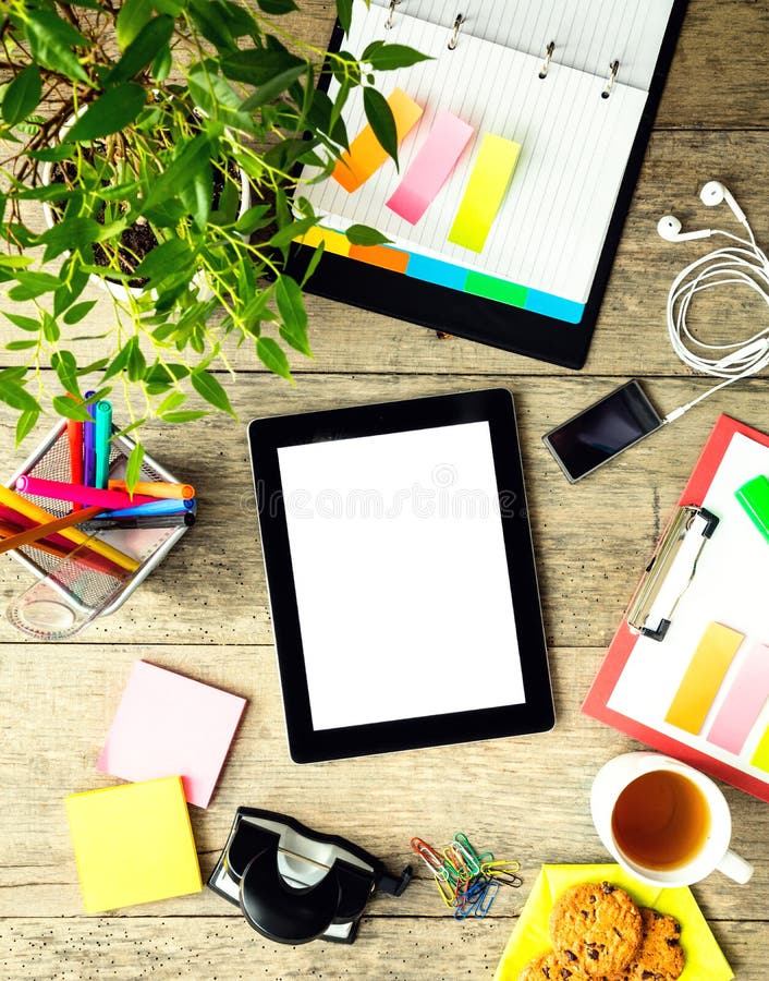 Modern Office Table in Hipster Style Stock Image Image of blank