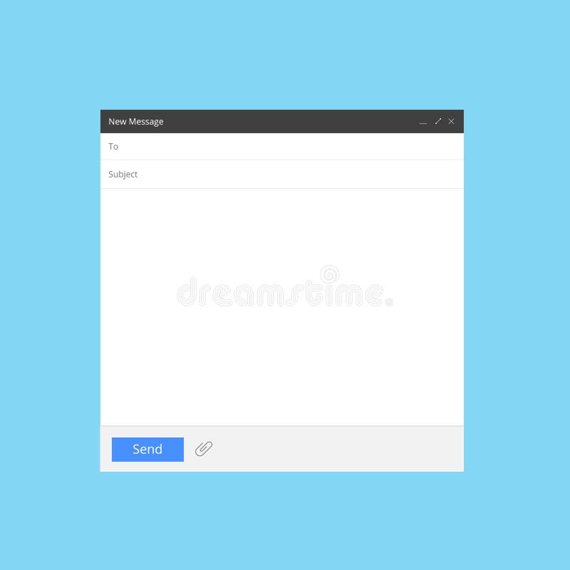 Blank email screen. Mail message interface blank mockup internet window computer, box page web software browser, vector royalty free illustration Blank email screen. Mail message interface blank mockup internet window computer, box page web software browser, vector royalty free illustration