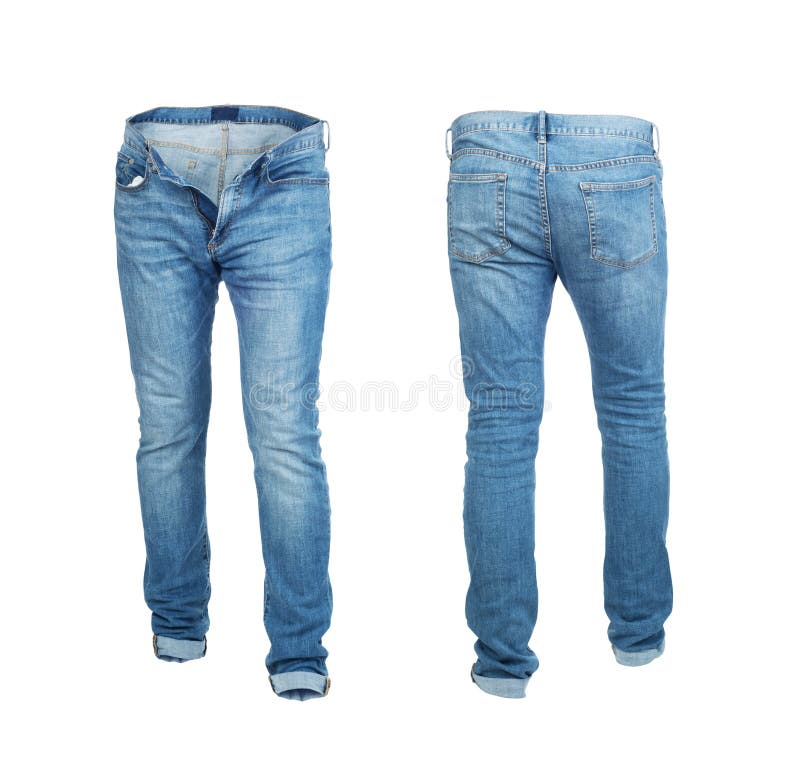 Blank Empty Jeans Pants Frontside and Backside in Moving Isolated Stock ...