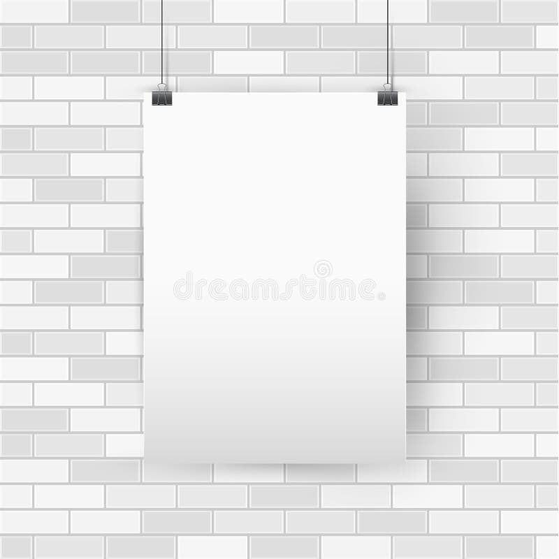 Vertical Poster Mockup. Empty A4 Sized Paper Frame Hanging with Paper
