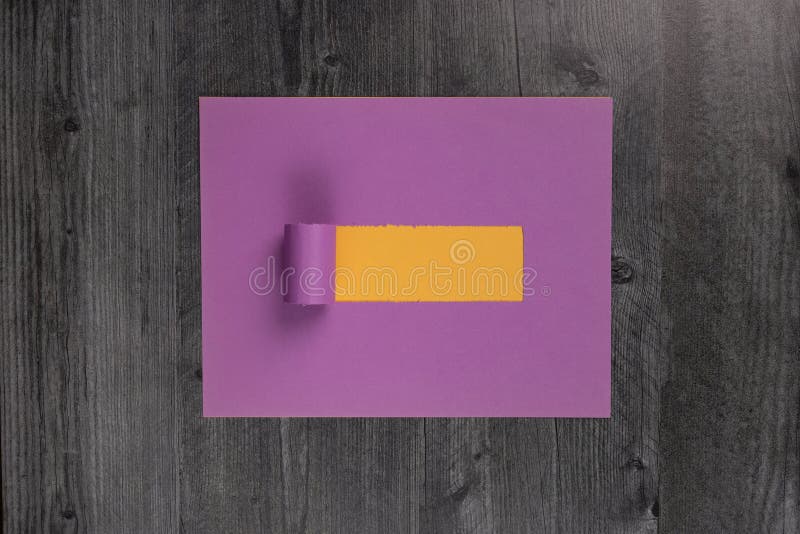 Blank empty yellow and purple piece of paper stock images