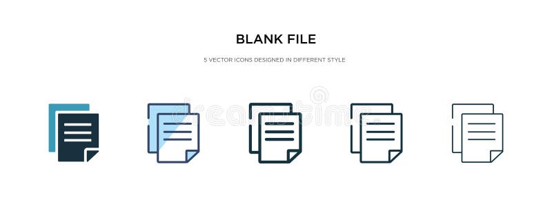 Blank file icon in different style vector illustration. two colored and black blank file vector icons designed in filled, outline royalty free illustration