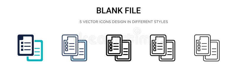 Blank file icon in filled, thin line, outline and stroke style. Vector illustration of two colored and black blank file vector vector illustration