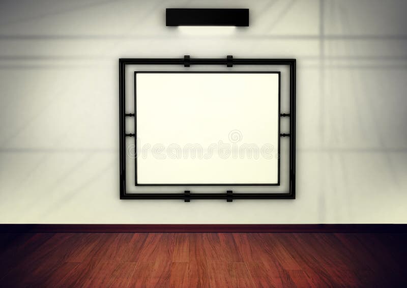 Blank frame in gallery. 3d render