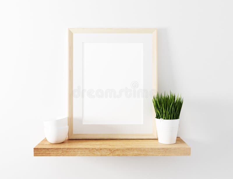 Blank Frame Mockup floating shelf stock illustration