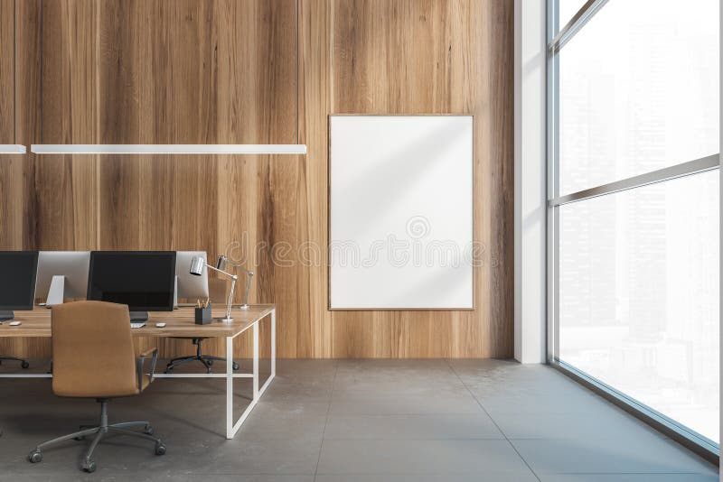 Blank Frame Mockup in the Wooden Office Room with Leather Armchairs in Open  Space Stock Illustration - Illustration of indoors, chairs: 200556393