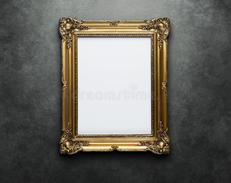 Blank frame at the wall with clipping path