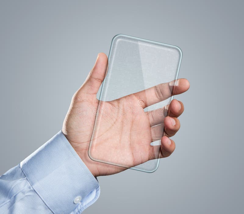Futuristic Transparent Smart Phone in Hand Stock Photo - Image of device,  electronic: 26235214