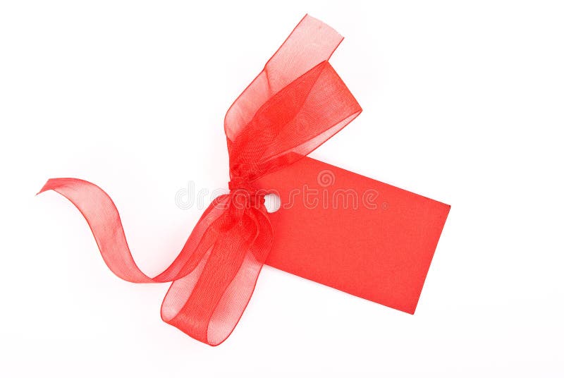 Blank gift tag tied with a bow