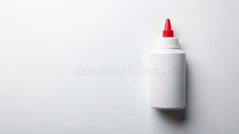 Blank Glue Bottle Mockup for Craft and DIY Projects Overhead Flat Lay on White Background with Ample Copy royalty free illustration